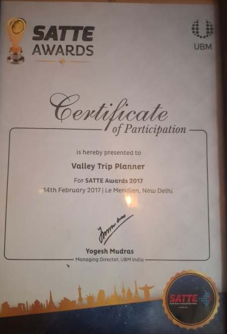 Tourism excellence award Kashmir Valley Trip Planner