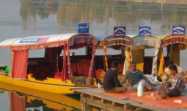 Dal Lake houseboat night on a Srinagar package from Jammu